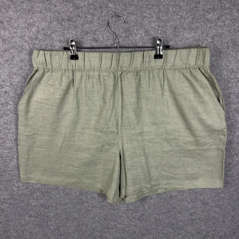 Blank NYC Green Linen Blend‎ Pull On Shorts XL High Rise 5 Inch Inseam 1894390